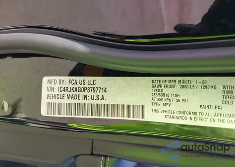 2023 Jeep Grand Cherokee L Laredo 4X4 z USA, uszkodzony, nr VIN 1C4RJKAG0P8797714